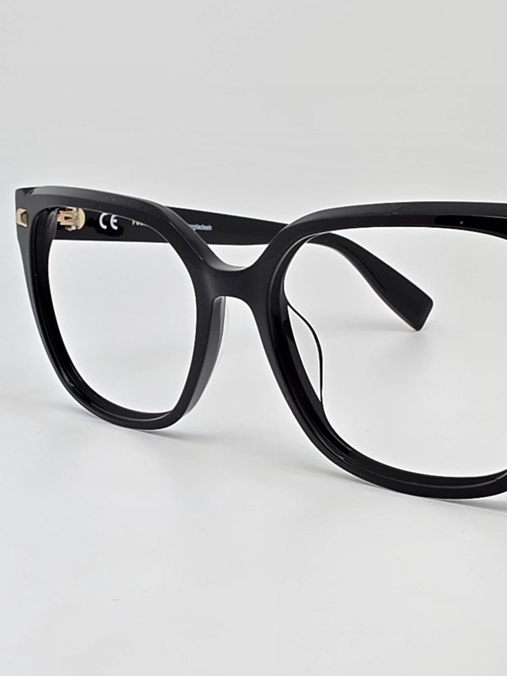 Furla VFU665K Col.0700 Shiny Black Gold Cat Eye Eyeglasses Frame 55-17-135
